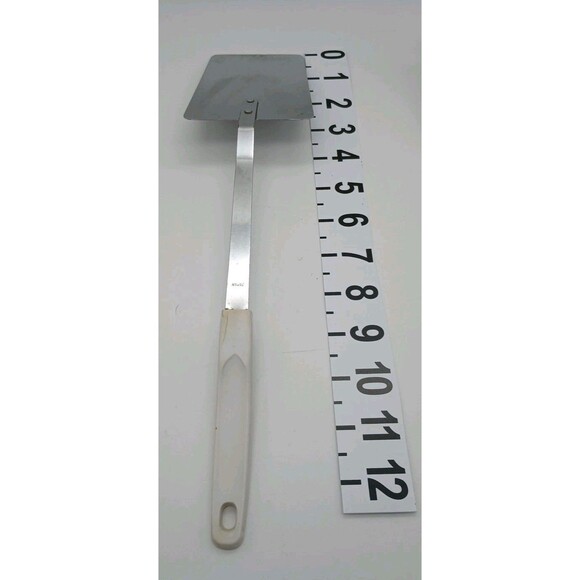 Vtg Stainless Steel Kitchen Utensils Short Spatula Slotted Spoon Blue Gold Crown - Picture 2 of 13